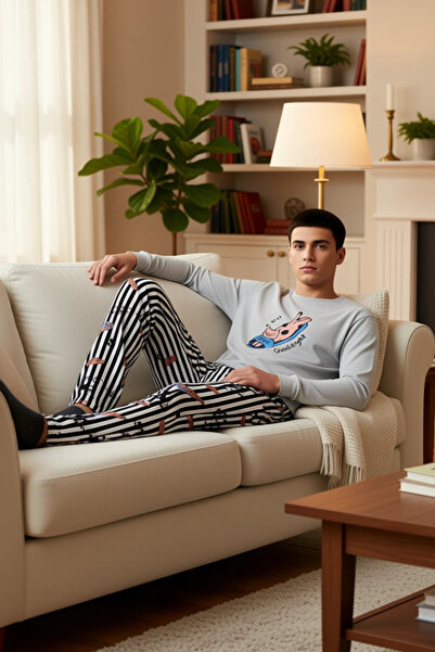 PayBuy Γυναικείο σετ πιτζάμες με μακρυμάνικο λαιμόκοψη Cat με τύπωμα Λειτουργικό, ανθεκτικό και κομψό