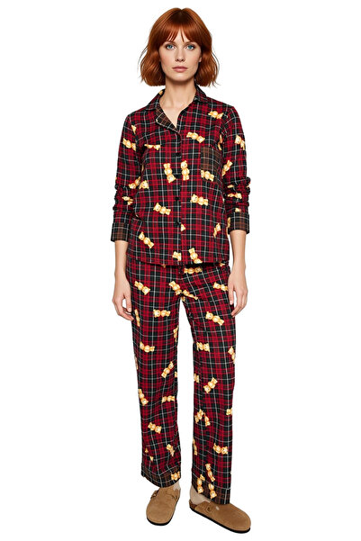 PayBuy Women's Bear Pattern Plaid Pajama Set Long Sleeve Functional Durable Quality Comfortable