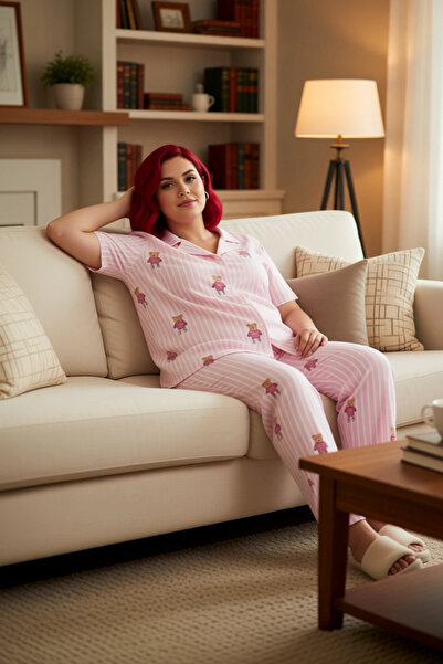 PayBuy Set de pijamale pentru femei Melange cu model de stele, cu guler, func...