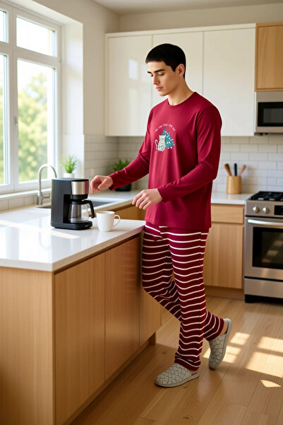 PayBuy Men's New Year Themed Crew Neck Pajama Set Functional Durable Quality Comfortable Stylish