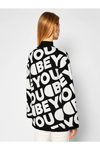 Desigual Pulover cu model text Toronto, Negru/Alb, L