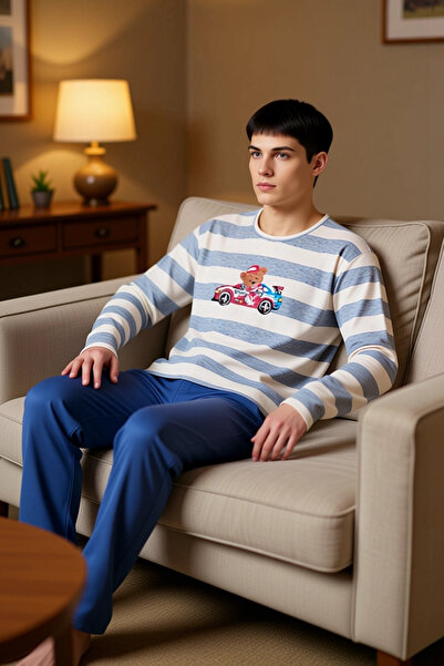 PayBuy Σετ πιτζάμες με μακρυμάνικο λαιμόκοψη Teddy Bear Racer με τύπωμα Ανδρικό Λειτουργικό, ανθεκτικό και κομψό