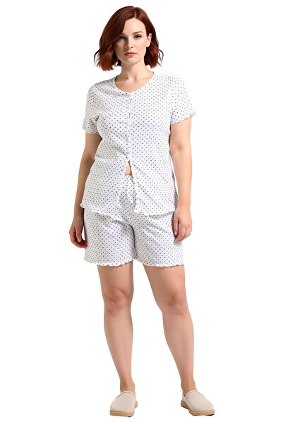 PayBuy Heart Patterned Buttoned Ribbed Knit Pajama Set Women's Functional Durable Quality Comfortable Stylish