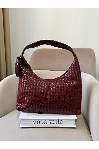 Moda Sekiz Women's Faux Leather Patterned Baguette Model Wallet Shoulder Bag with Accessories