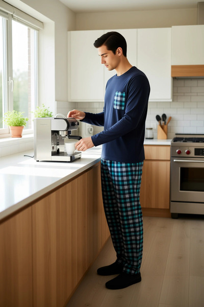 PayBuy Ανδρικό σετ ρούχων για το σπίτι με καρό σχέδιο Λειτουργικό ανθεκτικό και ποιοτικό άνετο μοντέρνο αισθητικό