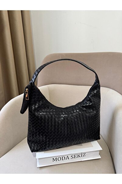 Moda Sekiz Women's Faux Leather Patterned Baguette Model Wallet Shoulder Bag with Accessories