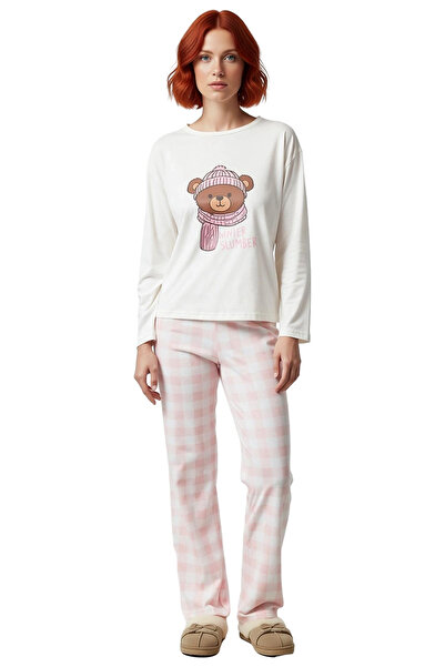 PayBuy Women's Teddy Bear Printed Plaid Pajama Set Functional Durable Quality Comfortable Aesthetic