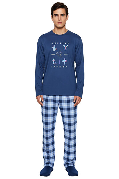 PayBuy Ανδρικό καρό βαμβακερό σετ πιτζάμες με λαιμόκοψη με μακρύ μανίκι Λειτουργικό ανθεκτικό και κομψό