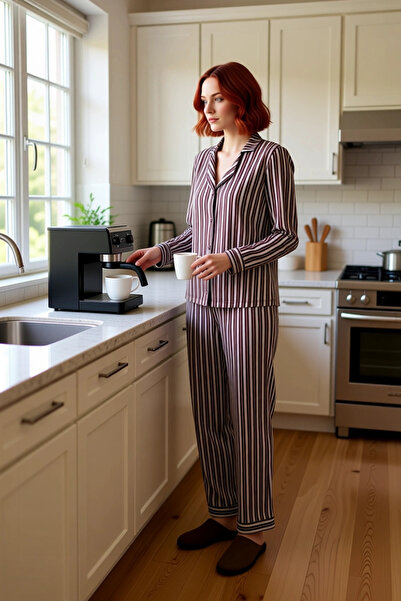 PayBuy Women's Striped Shirt and Pants Pajama Set Functional Durable Quality Comfortable Stylish