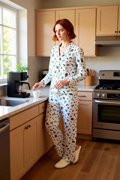 PayBuy Women's Floral Shirt Collar Pajama Set Functional Durable Quality Comfortable Aesthetic Stylish