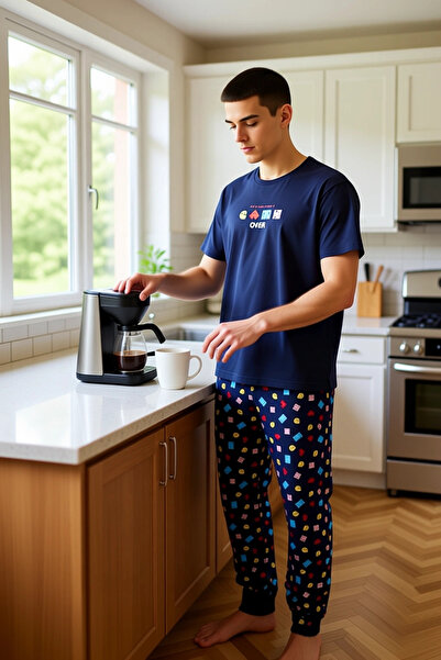 PayBuy Men's Gaming Themed Crew Neck Pajama Set Functional Durable Quality Comfortable Sportswear