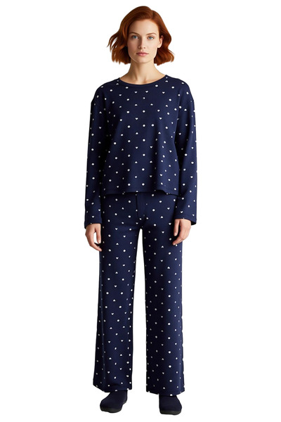 PayBuy Women's Heart Pattern Crew Neck Pajama Set Functional Durable Quality Comfortable Stylish