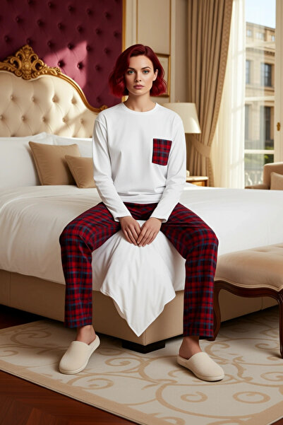 PayBuy Set de pijamale pentru bărbați, în carouri, cu mâneci lungi, cu buzunare, funcțional, durabil, de calitate, confortabil, estetic