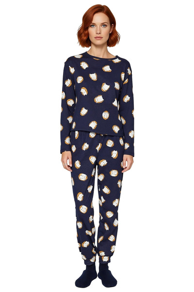 PayBuy Women's Animal Pattern Crew Neck Cotton Pajama Set Functional Durable Quality Stylish