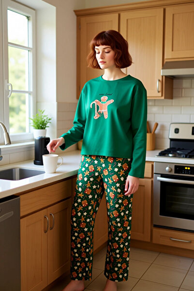 PayBuy Women's Christmas Themed Crew Neck Long Sleeve Pajama Set Functional Durable Quality