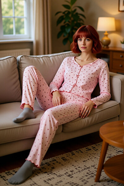 PayBuy Women's Floral Corded Fabric Pajama Set Functional Durable Quality Comfortable Aesthetic Modern