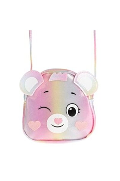 Tessari Pink Teddy Bag with Holographic Glitter for Girls 14 x 4 x 14 cm