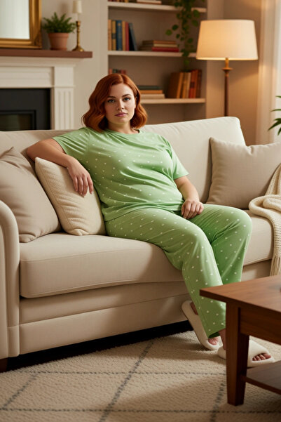 PayBuy Mint Heart Patterned Women's Pajama Set Functional Durable Quality Comfortable Aesthetic Sports