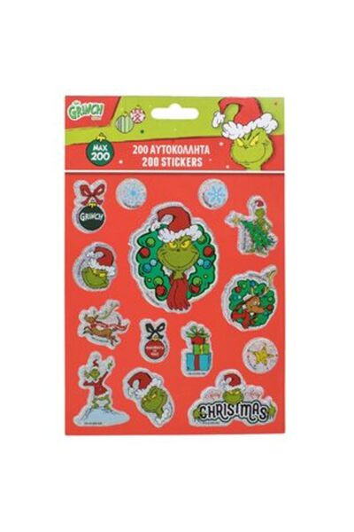 SHOPIENS Set de autocolante decorative de Crăciun cu design Grinch 200 buc - ...
