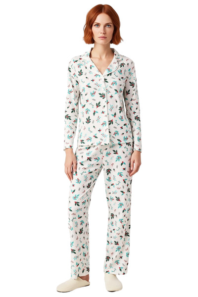 PayBuy Women's Floral Shirt Collar Pajama Set Functional Durable Quality Comfortable Aesthetic Stylish