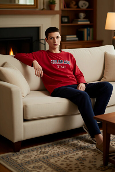 PayBuy Women's Red Slogan Embroidered Fleece Pajama Set Functional Durable Quality Comfortable Stylish