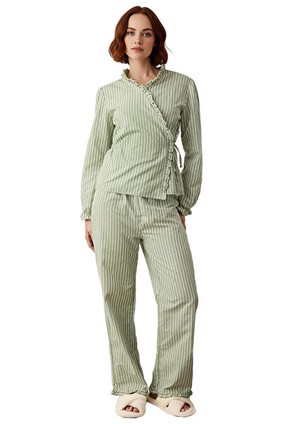 PayBuy Γυναικείο Σετ Πυτζάμες Ποπλίνας διπλό πέτο Ριγέ Λειτουργικό Ανθεκτικό Ποιοτικό Άνετο Αισθητικό