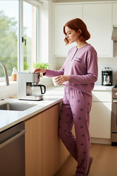 PayBuy Women's Dusty Rose Star Printed Oversized Pajama Set Functional Durable Quality Sports