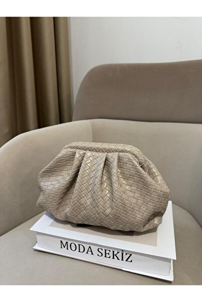 Moda Sekiz Women's Patterned Magnet Closure Scholarship Knitted Pattern Handbag and Crossbody Shoulder Bag