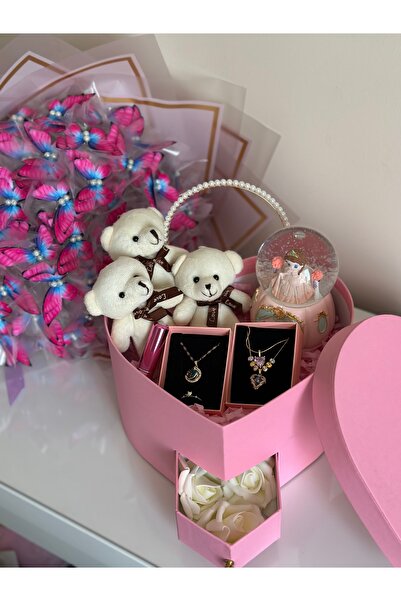 Maide Jewelry Sevgiliye Arkadaşa Özel Hediye Kutusu Led Işıklı Kelebek Buketi...