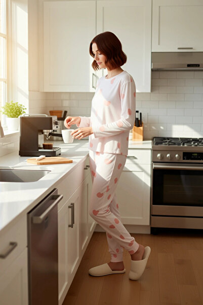 PayBuy Women's Heart Pajama Set Crew Neck Long Sleeve Functional Durable Quality Comfortable Stylish