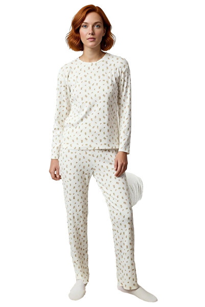 PayBuy Floral Crew Neck Long Sleeve Pajama Set Women's Functional Durable Quality Modern