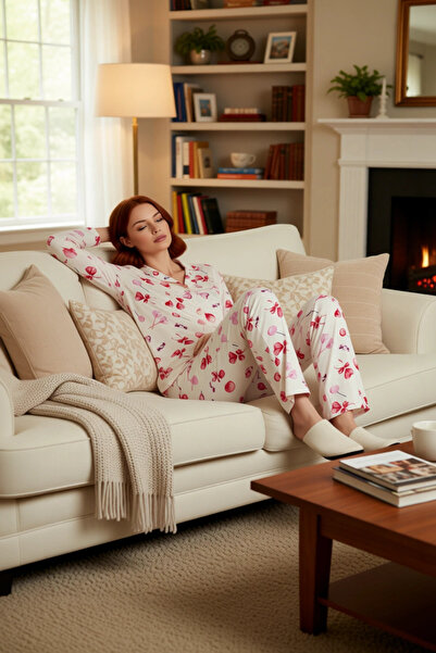 PayBuy Women's Heart Patterned Pajama Set Functional Durable Quality Comfortable Aesthetic Premium Stylish