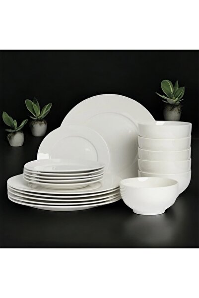 DEER 18-piece porcelain dinner set for 6 people, white porcelain dinnerware set
