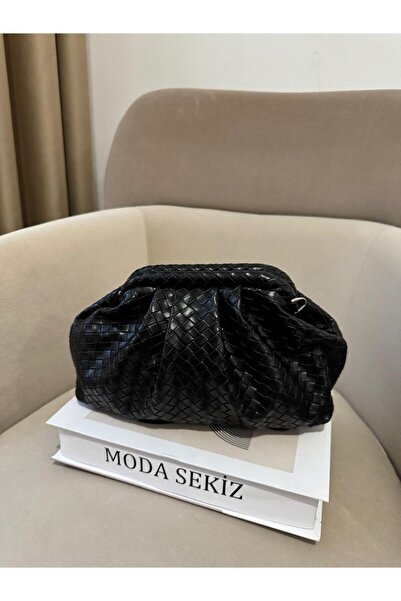 Moda Sekiz Women's Patterned Magnet Closure Scholarship Knitted Pattern Handbag and Crossbody Shoulder Bag