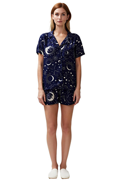 PayBuy Women's Galaxy Printed Viscose Shirt and Shorts Pajama Set Functional Durable Quality Stylish