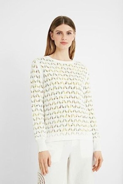 Desigual Pulover Saint Louis cu model geometric, Alb, L