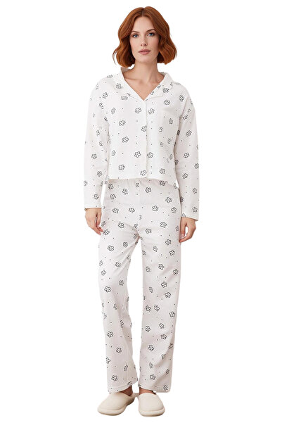 PayBuy Set de pijamale cu guler cămașă cu modele florale pentru femei, funcțional, durabil, de calitate, confortabil, sport