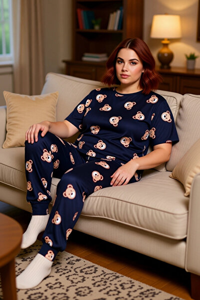 PayBuy Teddy Bear Patterned Crew Neck Pajama Set Women's Functional Durable Quality Comfortable Stylish