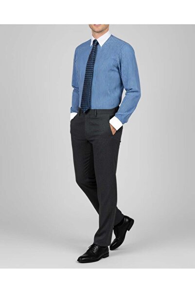 TerziAdemAltun Drytech slim fit водовідштовхувальна сорочка для чоловіків, що не залишає плям, смугаста, синя T14483