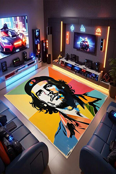 Reyhani Che Guevara Desenli Kaymaz Taban Makinede Yıkanabilir Gamıng Salon Ha...