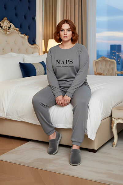 PayBuy Women's Slogan Printed Crew Neck Knitted Tracksuit Set Functional Durable Quality Sportswear