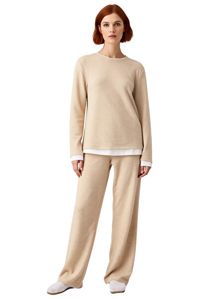 PayBuy Set de îmbrăcăminte pentru acasă Melange pentru femei guler rotund cu mânecă lungă Funcțional Durabil Modern