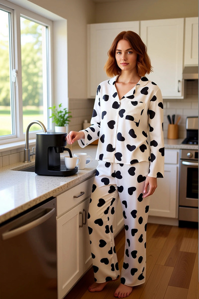 PayBuy Women's Bow Patterned Viscose Pajama Set Functional Durable Quality Comfortable Aesthetic Stylish