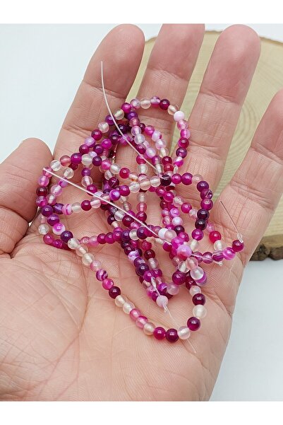 Yasamtohumu Mărgele din piatră de agat fucsia de 4 mm – Bijuterii și accesori...