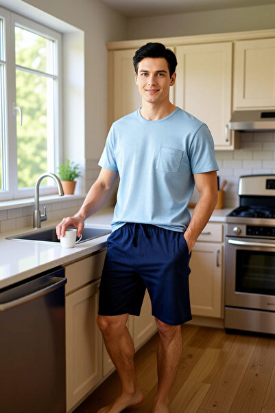 PayBuy Men's Crew Neck Short Sleeve Pajama Set Functional Durable Quality Comfortable Casual