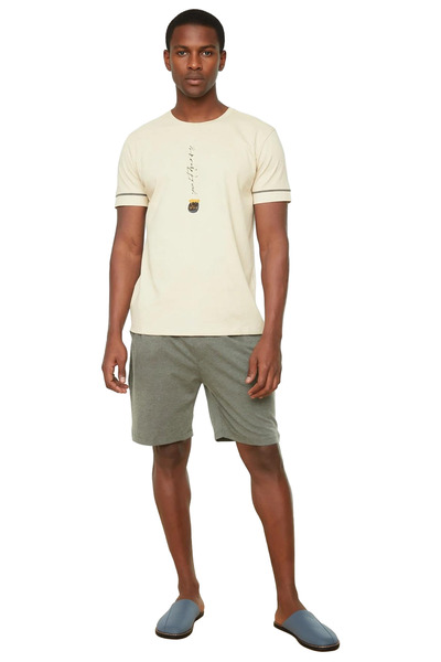 PayBuy Ανδρικό σετ πιτζάμες με κοντό μανίκι με τύπωμα με λαιμόκοψη, λειτουργικό, ανθεκτικό, ποιοτικό και μοντέρνο