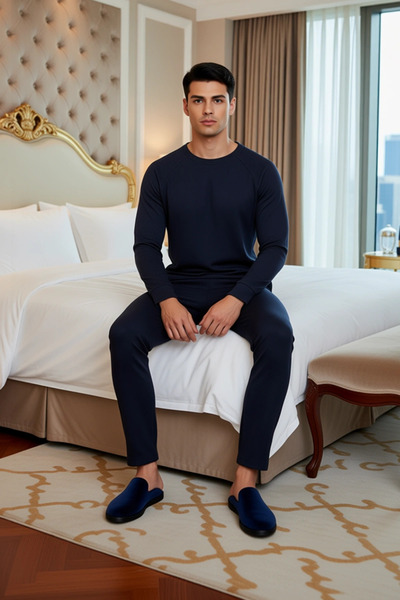 PayBuy Чоловічий комплект піжами з вафельної тканини з V-подібним коміром, світло-хакі, функціональний, міцний, якісний, зручний