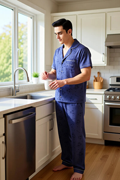 PayBuy Men's Teddy Bear Printed Crew Neck Pajama Set Functional Durable Quality Comfortable Stylish