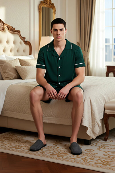 PayBuy Ανδρικό σετ πιτζάμες με κοντό μανίκι με λαιμόκοψη, λειτουργικό, ανθεκτικό, ποιοτικό, άνετο και casual