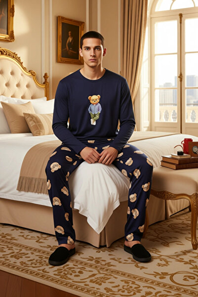 PayBuy Ανδρικό σετ πιτζάμες με σχέδιο αρκουδάκι, κανονική εφαρμογή, λειτουργικό, ανθεκτικό, ποιοτικό, άνετο και κομψό